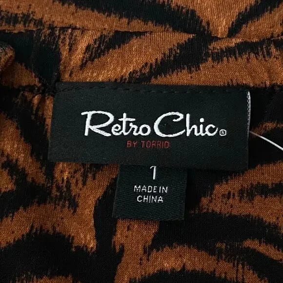 Torrid Studio Knit Shirred Bodycon Dress Brown Tiger Print 14 16 1X NWT Clubwear - Picture 3 of 16